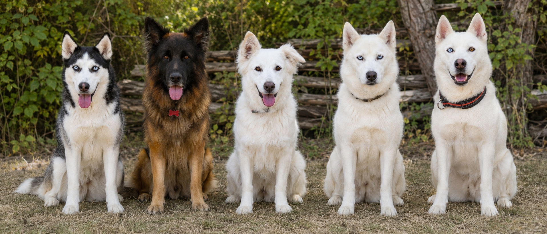Un groupe de chiens heureux